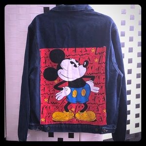 New Disney Sequined Mickey Mouse Denim Jacket XL